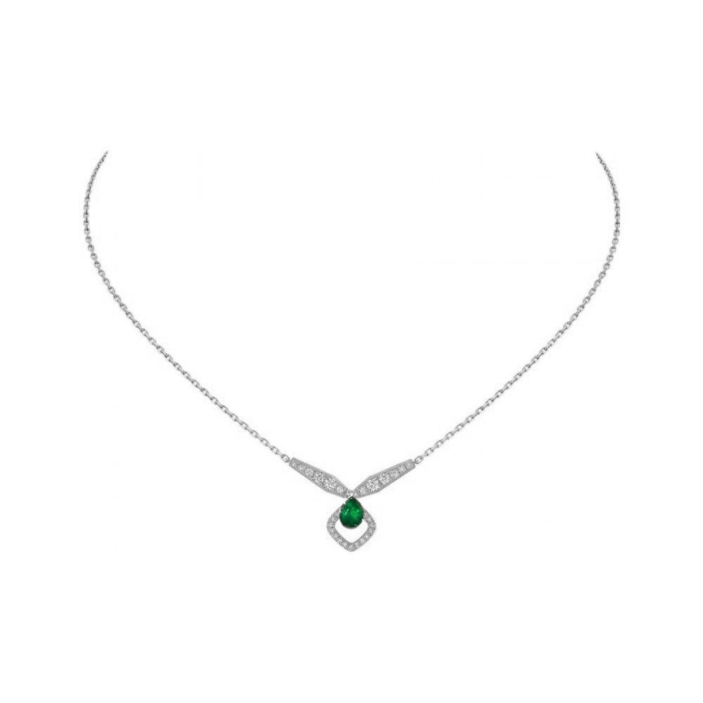 Chaumet Josephine Eclat Floral white gold and Emerald pendant