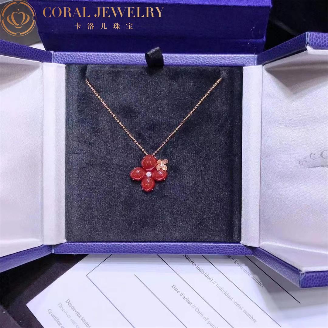 Chaumet Hortensi Jardins Pink Gold Carnelian Diamond Pendant 083527