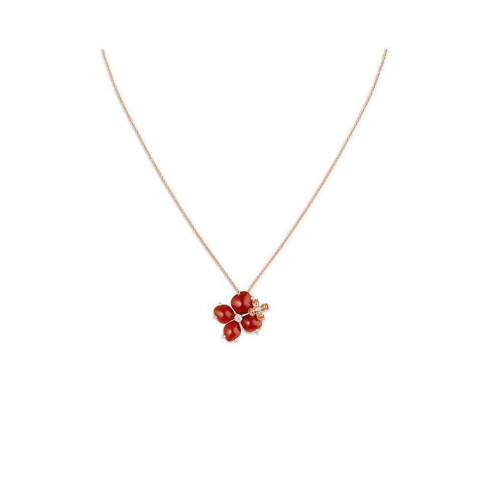 Chaumet Hortensi Jardins Pink Gold Carnelian Diamond Pendant 083527