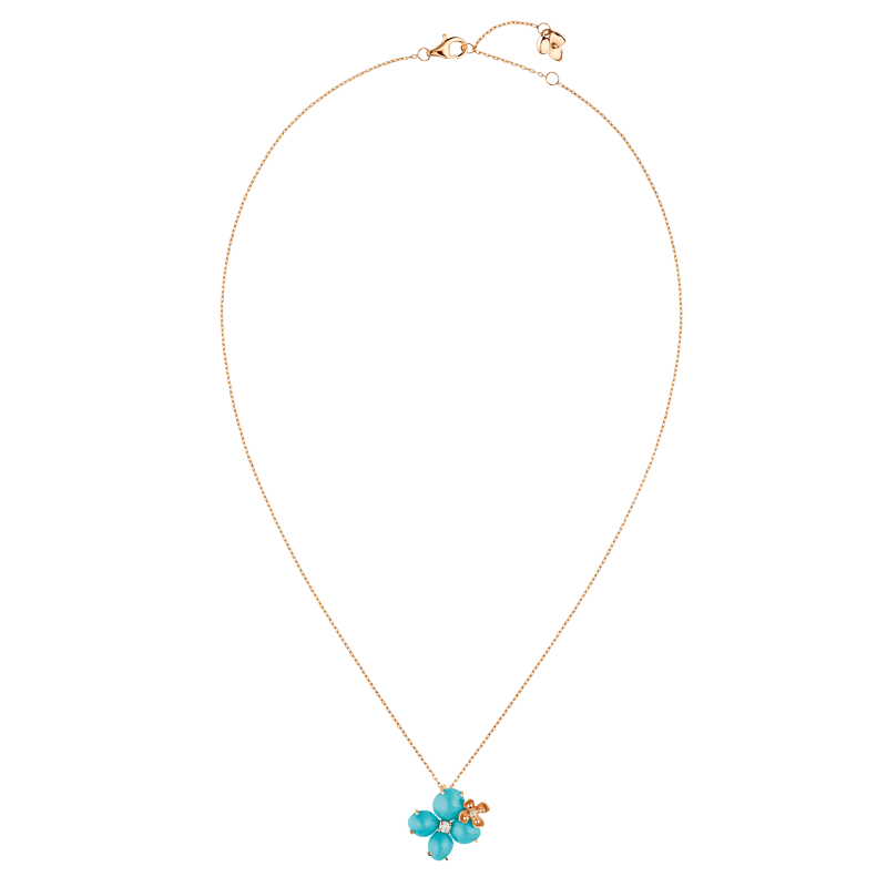 Chaumet Hortensia Eden Pink Gold Turquoise Diamond Pendant 083146