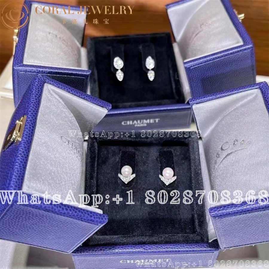 Chaumet Josephine Aigrette Earrings White Gold Pearls Diamonds 085046 Coral (2)