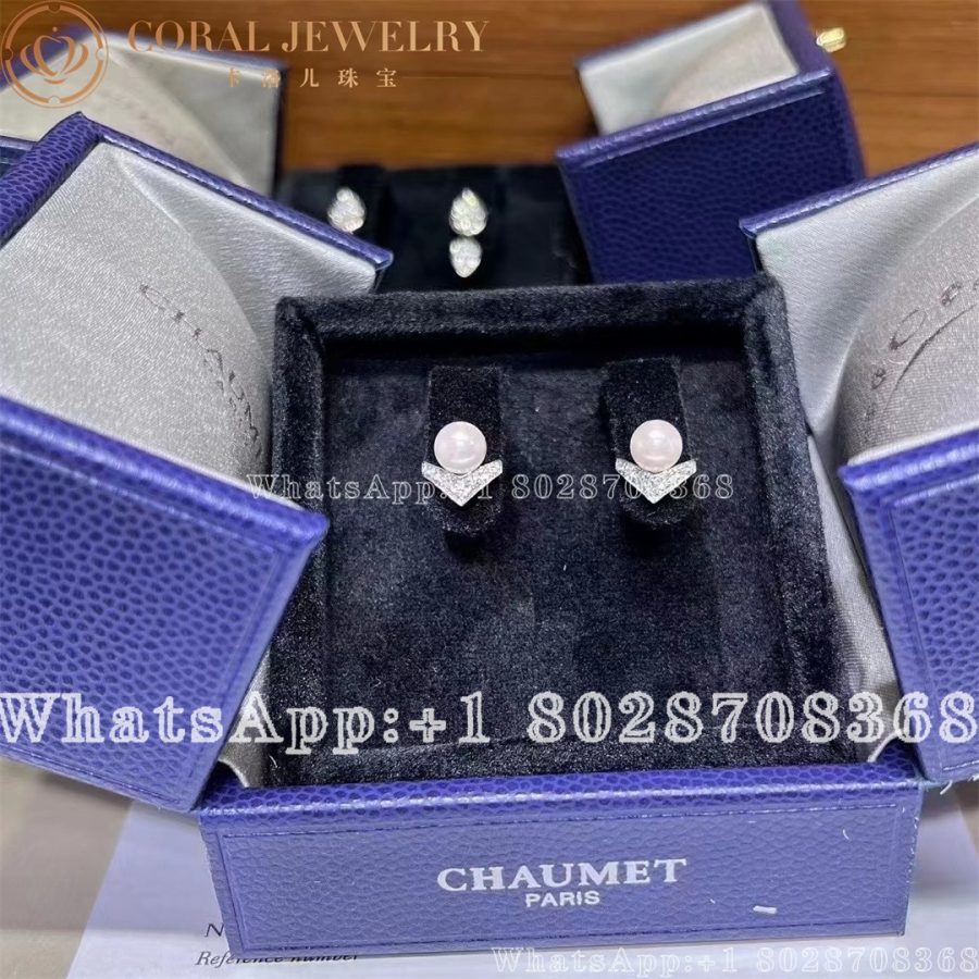 Chaumet Josephine Aigrette Earrings White Gold Pearls Diamonds 085046 Coral (4)