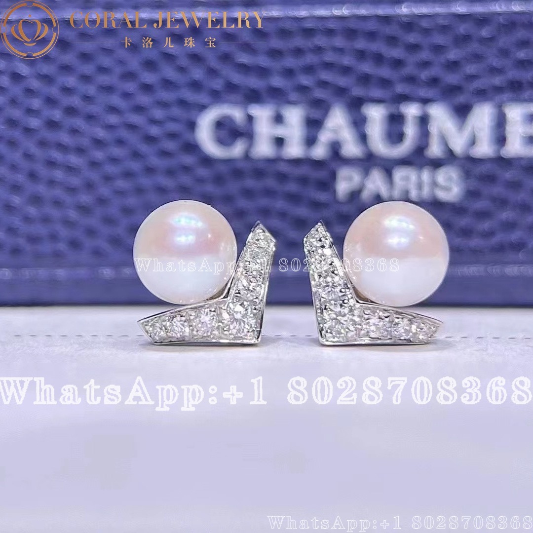 Chaumet Josephine Aigrette Earrings White Gold Pearls Diamonds 085046 Coral (5)