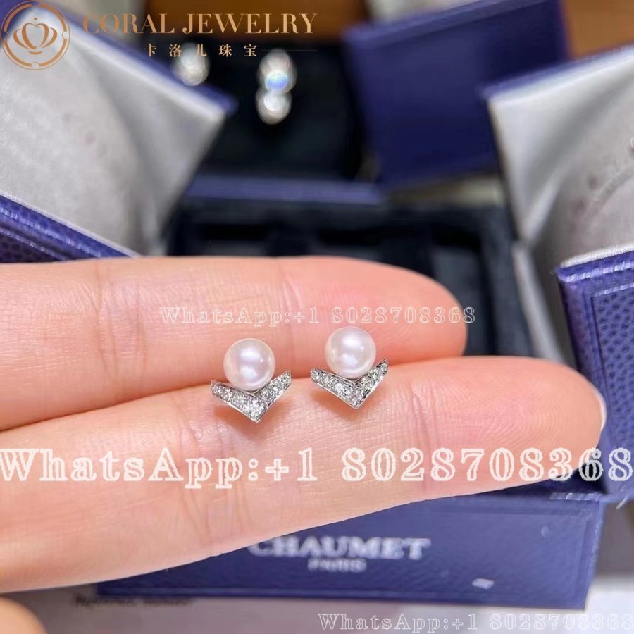 Chaumet Josephine Aigrette Earrings White Gold Pearls Diamonds 085046 Coral (6)