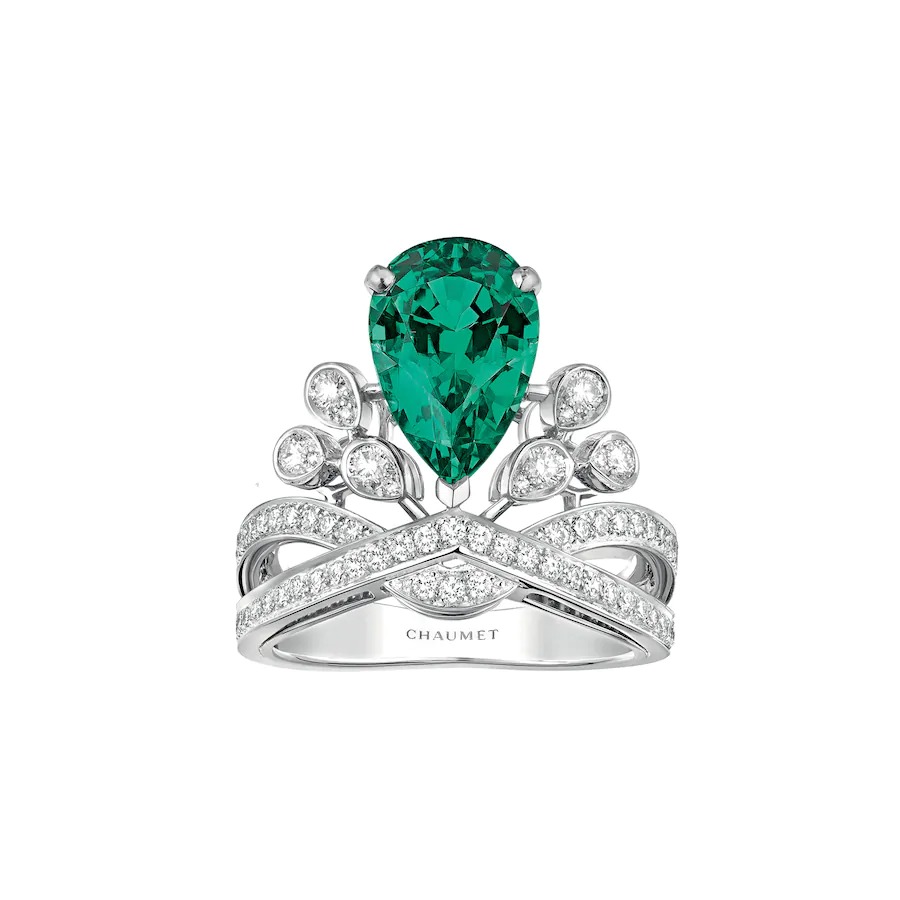 Chaumet Joséphine Aigrette Impériale Ring Platinum,Emerald, Diamonds 082677