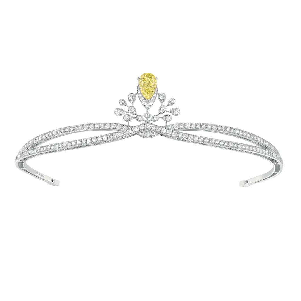 Chaumet Josephine Aigrette Imperiale Tiara Platinum White Gold Yellow Diamond Diamonds 082975