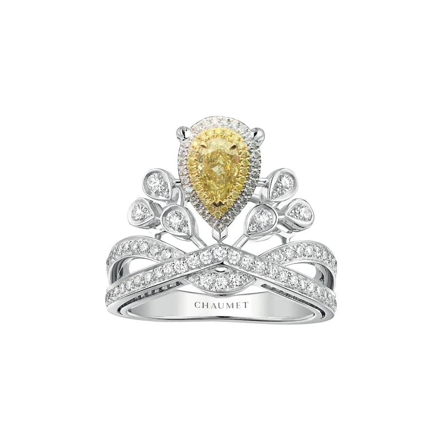 Chaumet Joséphine Aigrette Impériale Ring Platinum, Yellow diamonds