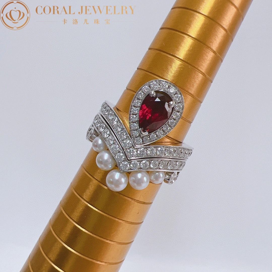 Chaumet Joséphine Aigrette Ring White Gold, Rhodolite Garnet, Diamonds 083340-083292 Combination Rings