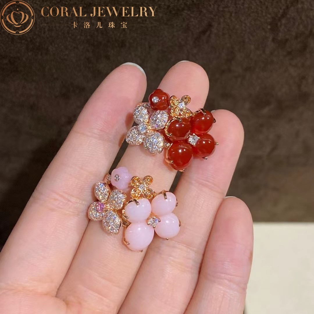 Chaumet Hortensia Aube Rosee Pink Gold Diamond Carnelian Earrings