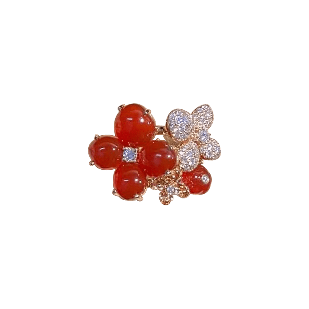 Chaumet Hortensia Aube Rosee Pink Gold Diamond Carnelian Earrings