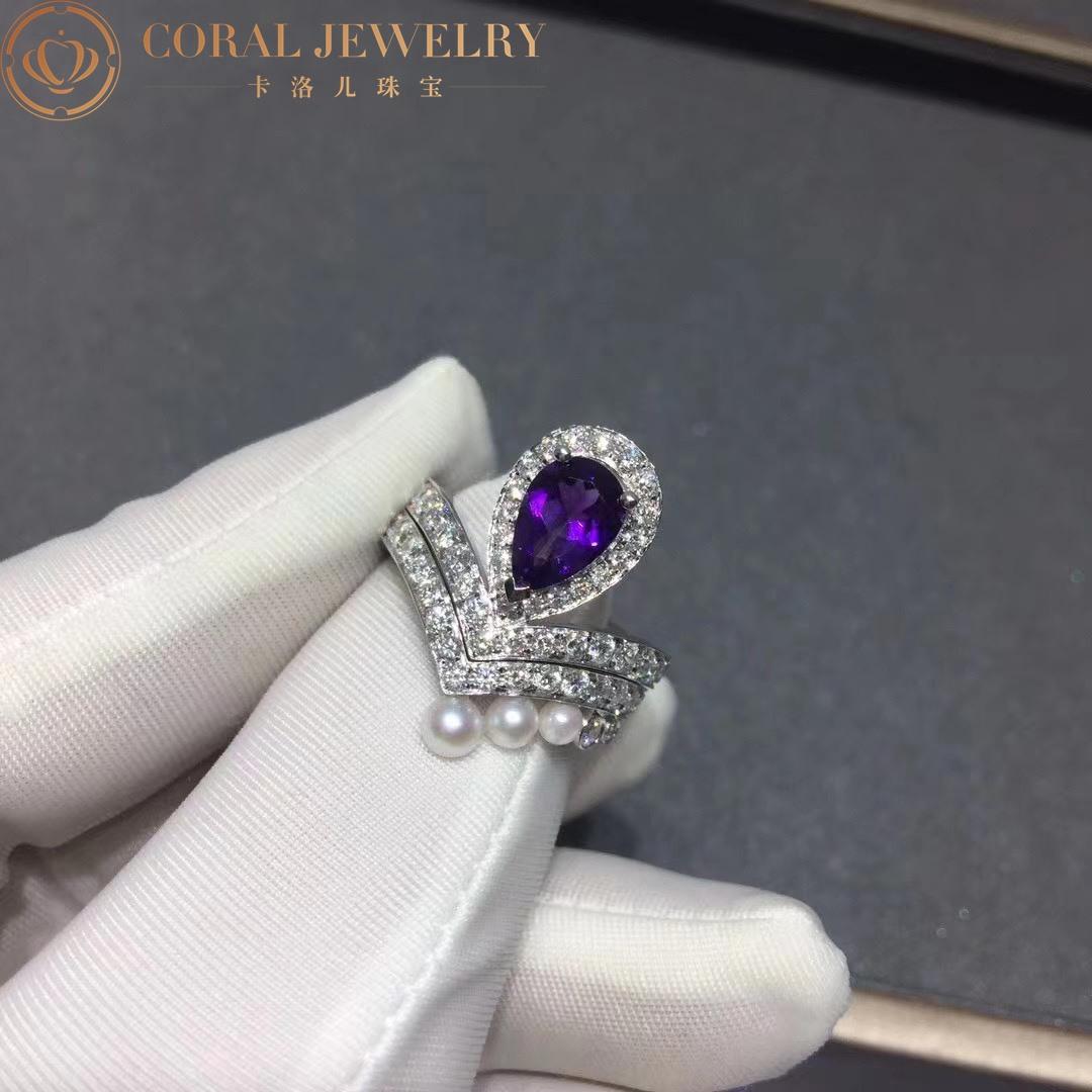 Chaumet Joséphine Aigrette Ring White Gold Amethyst Diamond 083339-083290 Combination Rings