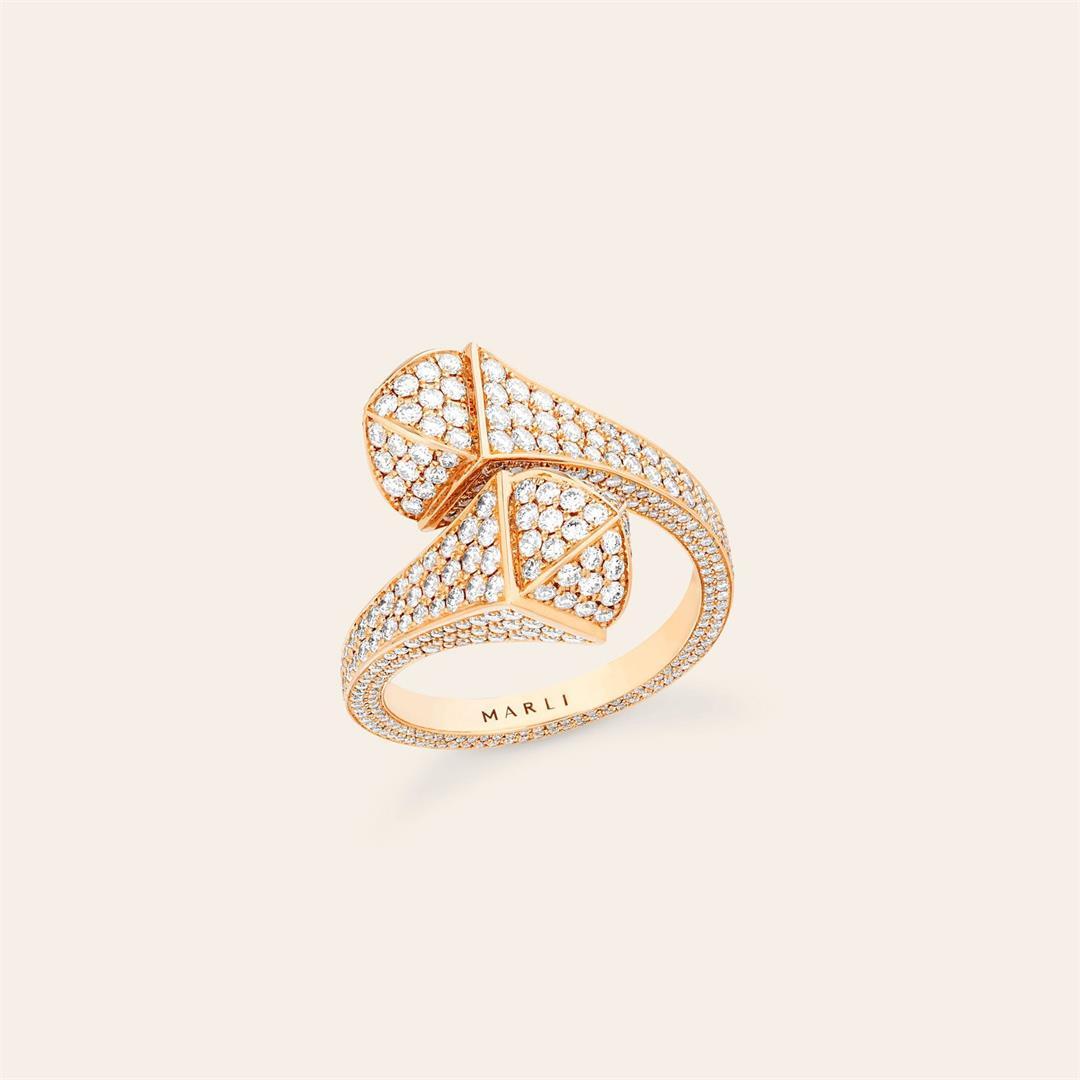 Marli Cleo Full Diamond Ring In Rose Gold Cleo R7 Coral (1)