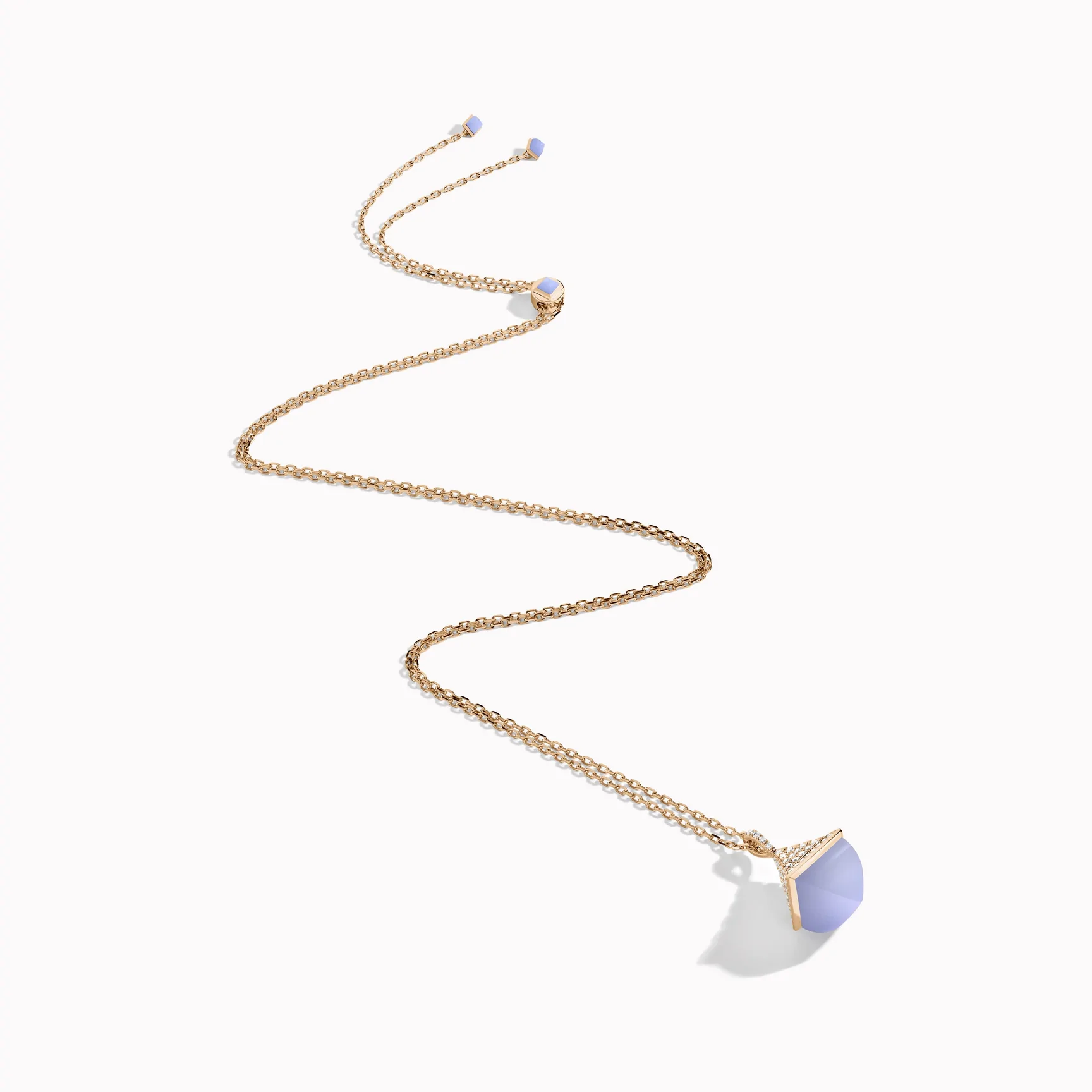 Marli Cleo Midi Rev Diamond Pendant In Rose Gold Set With Chalcedony Cleo N22