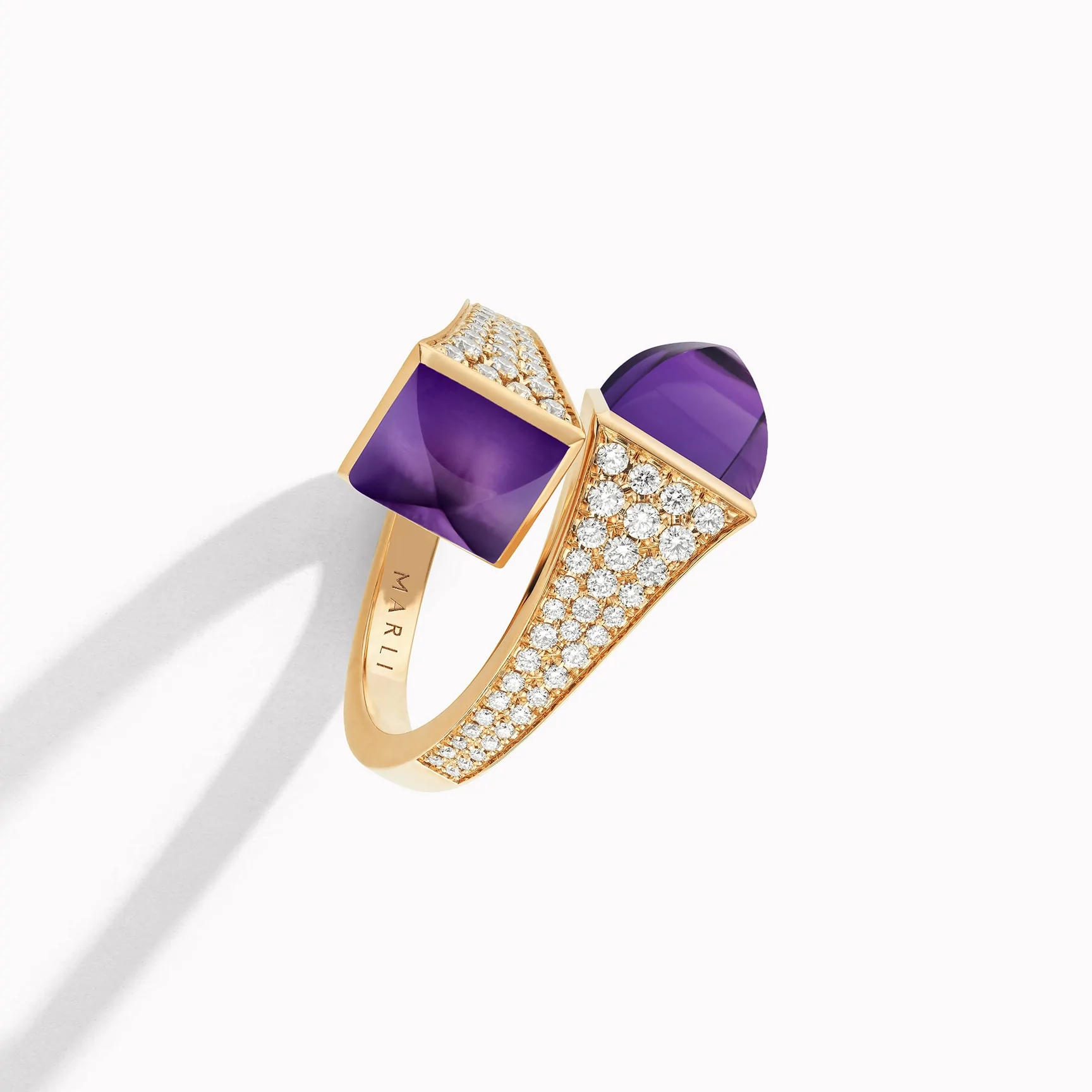 Marli Cleo Diamond Ring with Amethyst In Rose Gold CLEO-R5