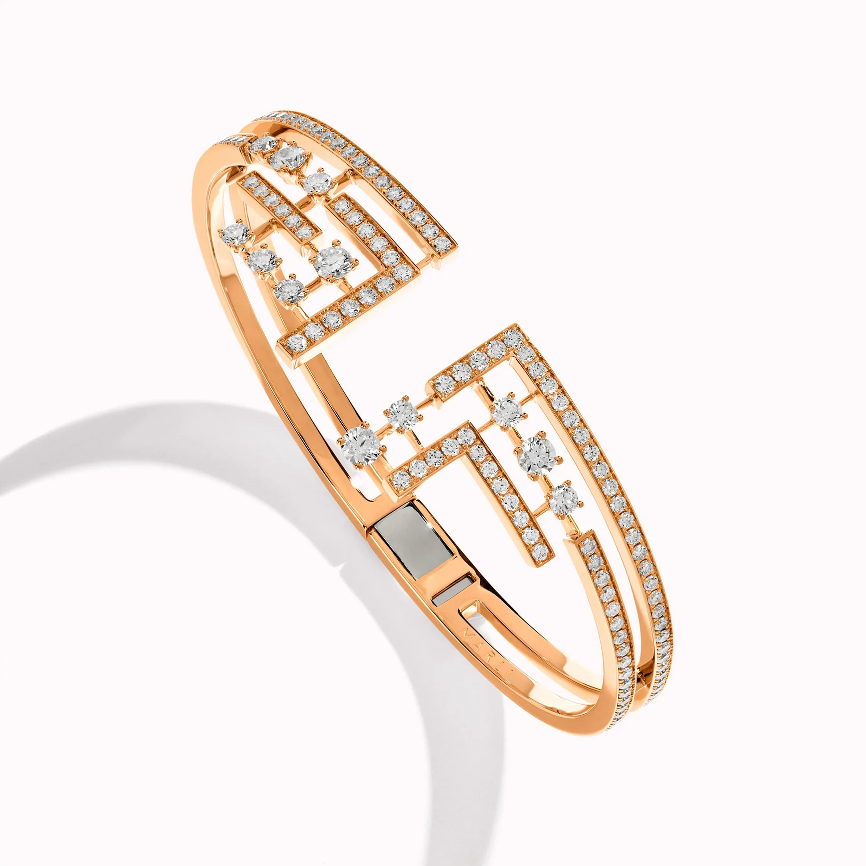 Marli Avenues Crown Hinged Bracelet In Rose Gold AVEN-B4