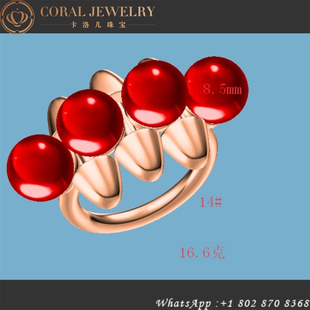 Cartier Clash De Cartier Ring XL Model, 18k Yellow Gold, Coral N4765300