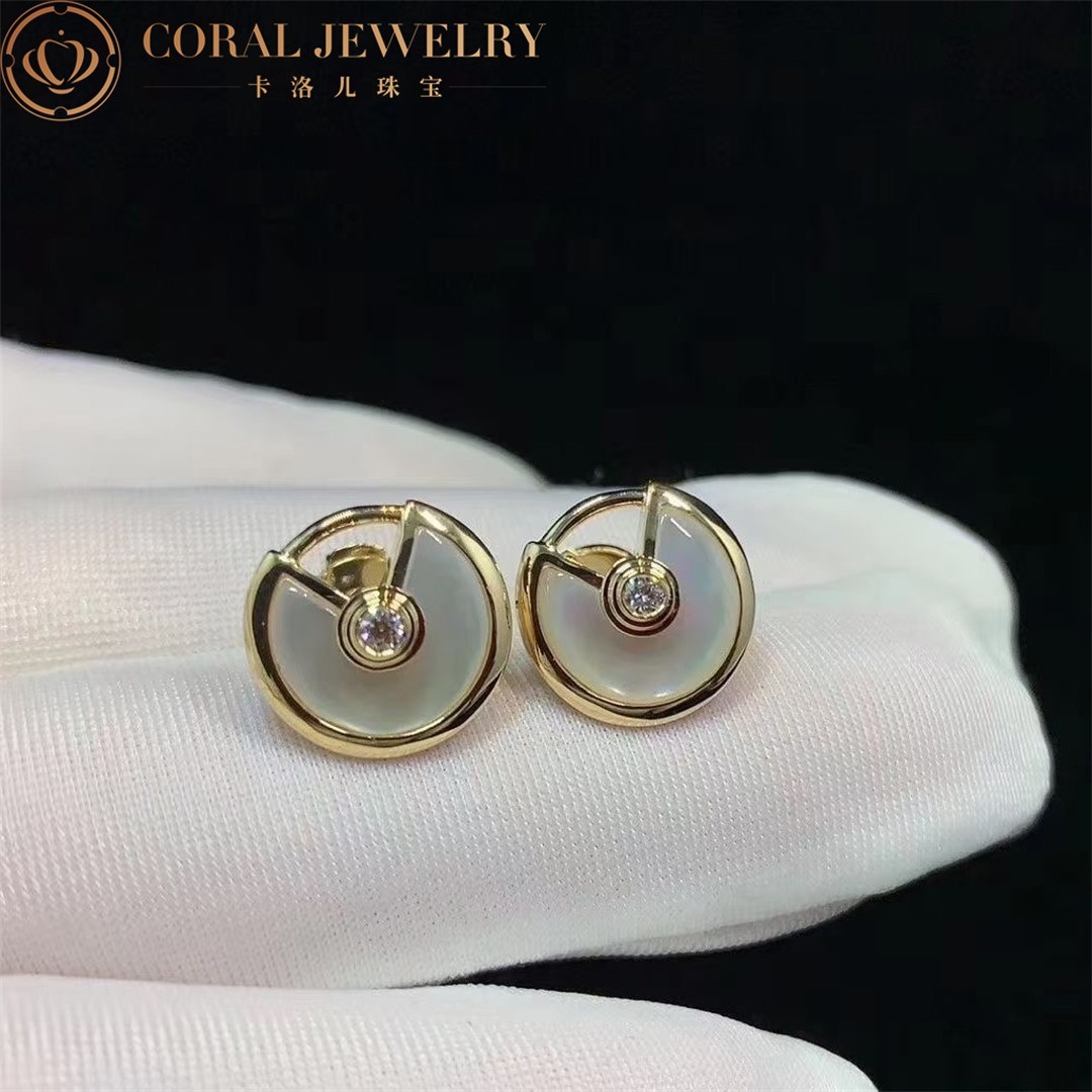 Cartier Amulette De Cartier Earrings, XS Model White mother-of-pearl Yellow Gold B8301238