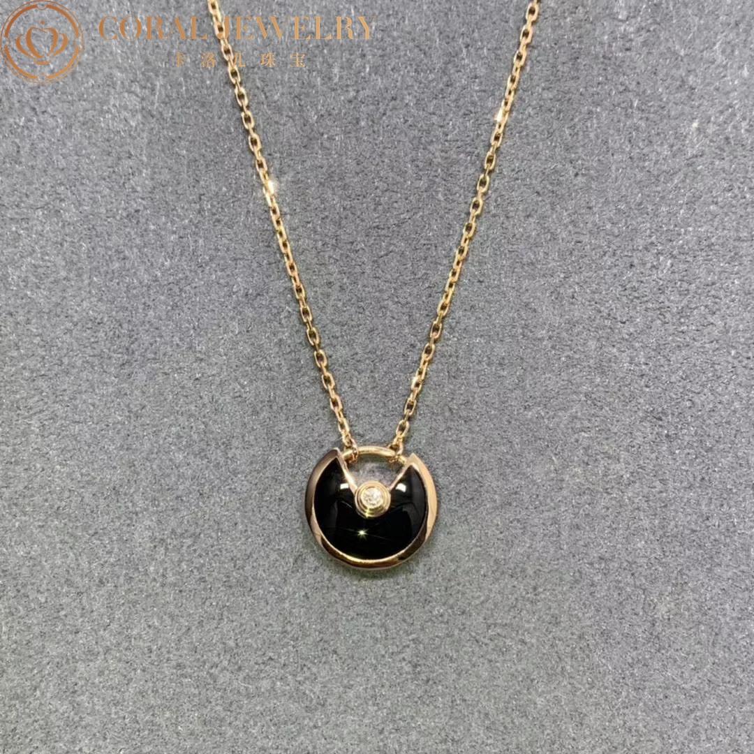 Cartier Amulette De Cartier Necklace, Small Model, Rose Gold Onyx B7224558