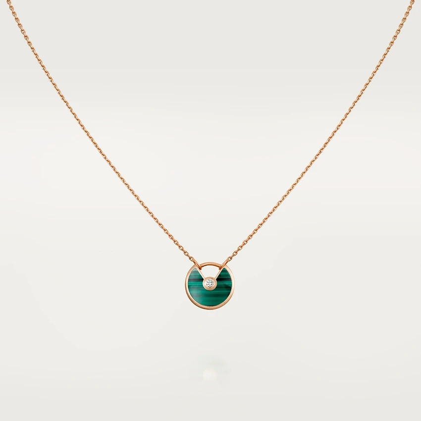 Cartier Amulette De Cartier Necklace, XS Model, Rose Gold Malachite B7224550