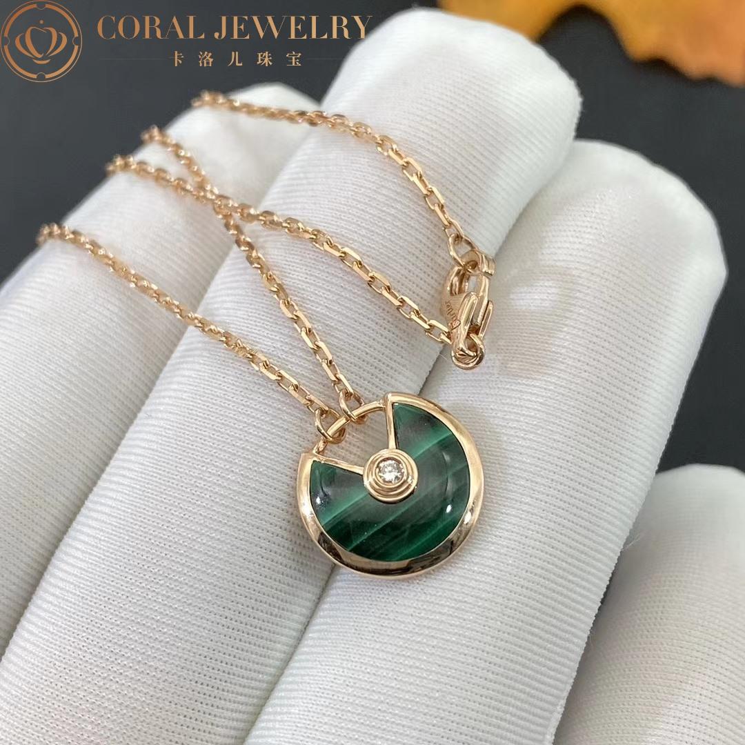 Cartier Amulette De Cartier Necklace, XS Model, Rose Gold Malachite B7224550