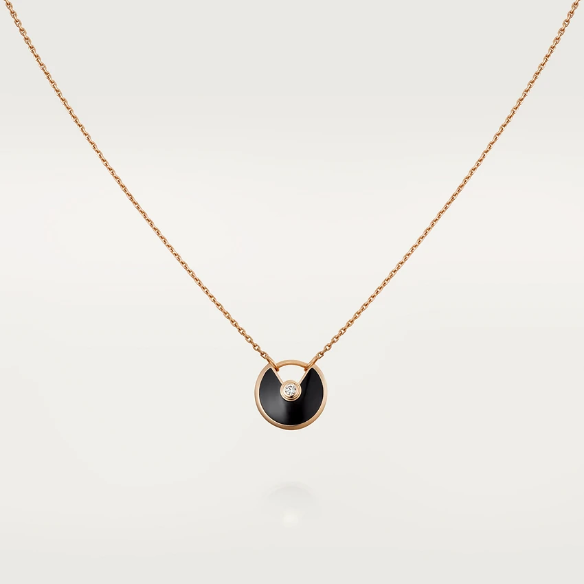 Cartier Amulette De Cartier Necklace, XS Model, Rose Gold Onyx B3047200