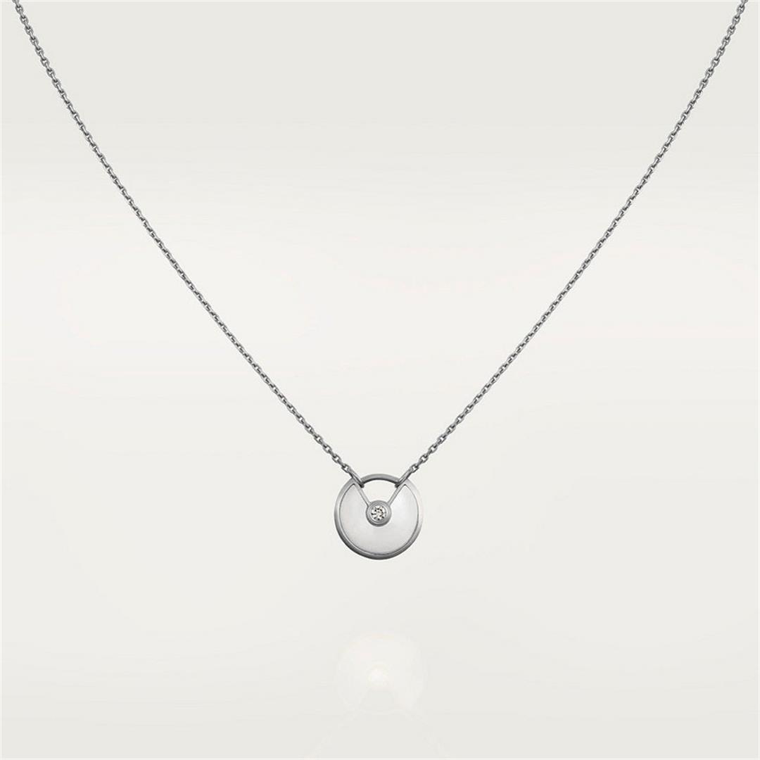 Cartier Amulette De Cartier Necklace, XS Model, White Gold White Mother-of-pearl B3047100