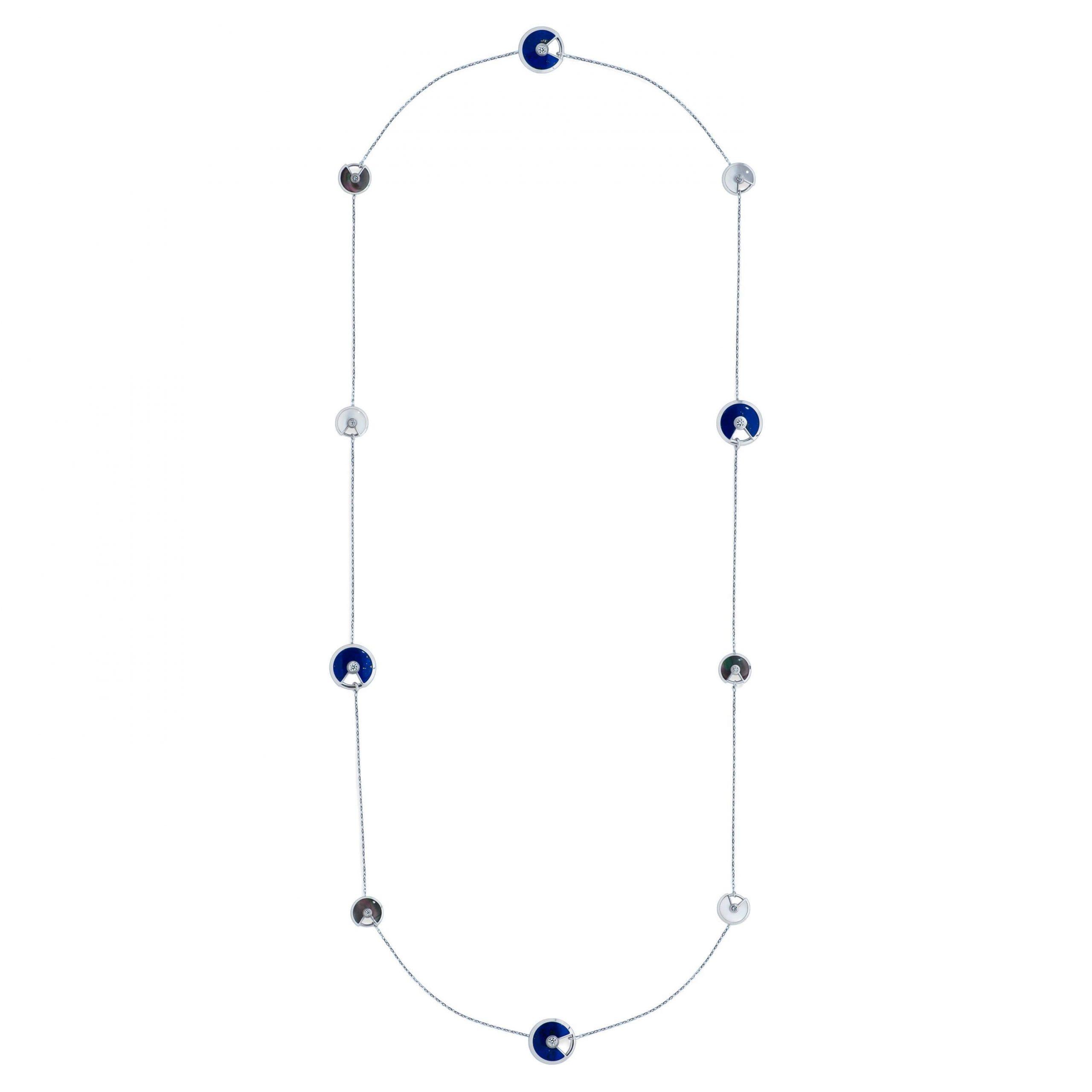 Cartier Amulette De Cartier Necklace, Diamond, Lapis & Mother of Pearl in 18k White Gold