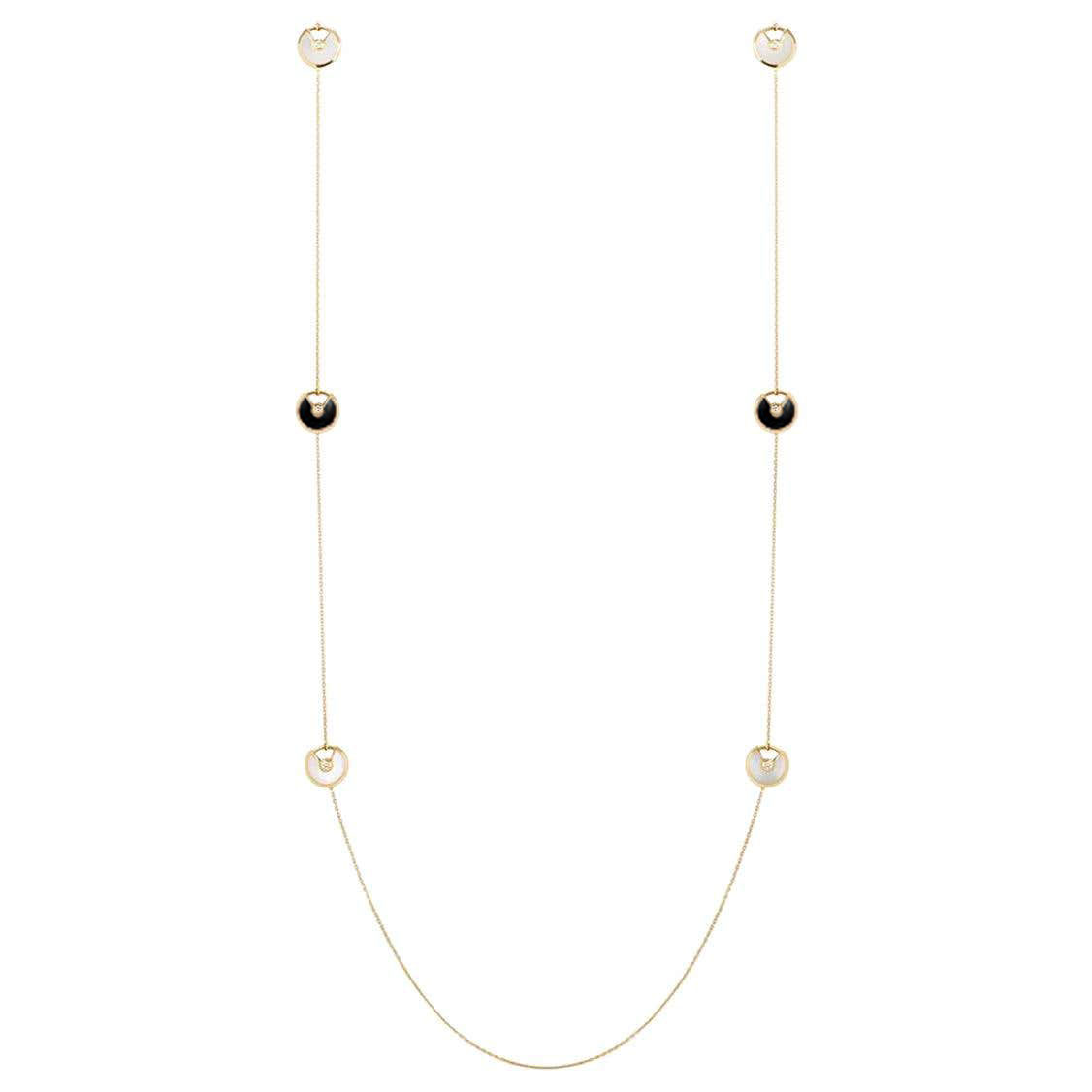 Cartier Amulette De Cartier Necklace, XS Yellow Gold, Onyx White mother-of-pearl, Diamond B7225100