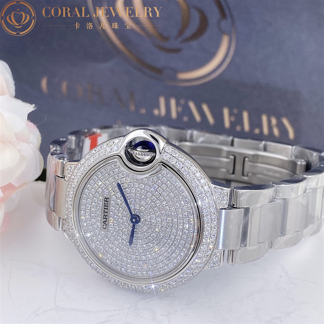 Cartier Ballon Bleu De Cartier Watch 33 MM White Gold, Diamonds WE902048