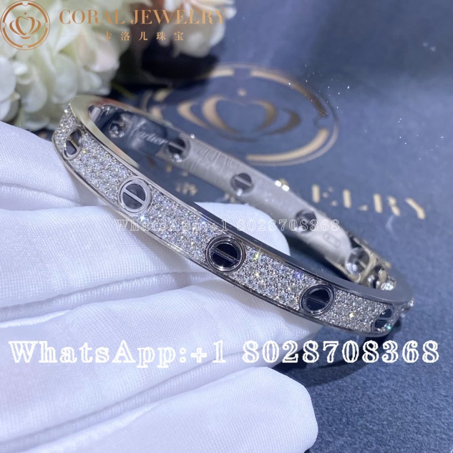 Cartier Love Bracelet, Diamond-paved, White Gold, Ceramic N6032417