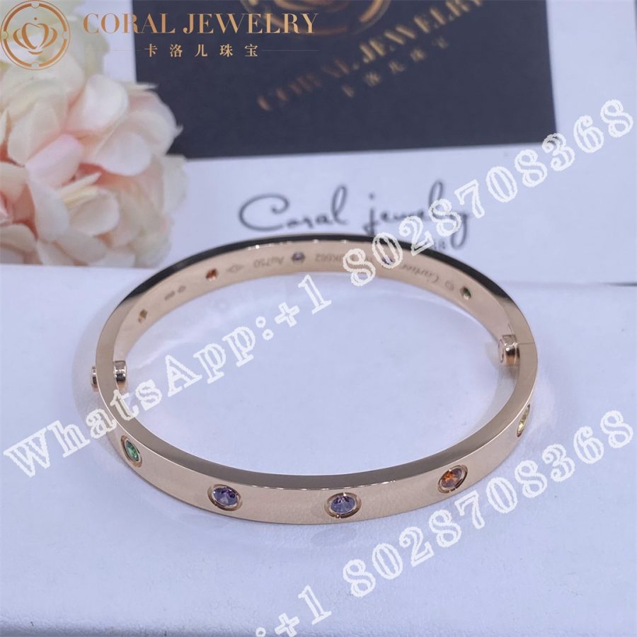 Cartier Love Bracelet Multi Gem Rose Gold Ref B6036517 Coral (1)