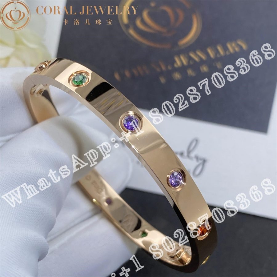 Cartier Love Bracelet Multi Gem Rose Gold Ref B6036517 Coral (10)