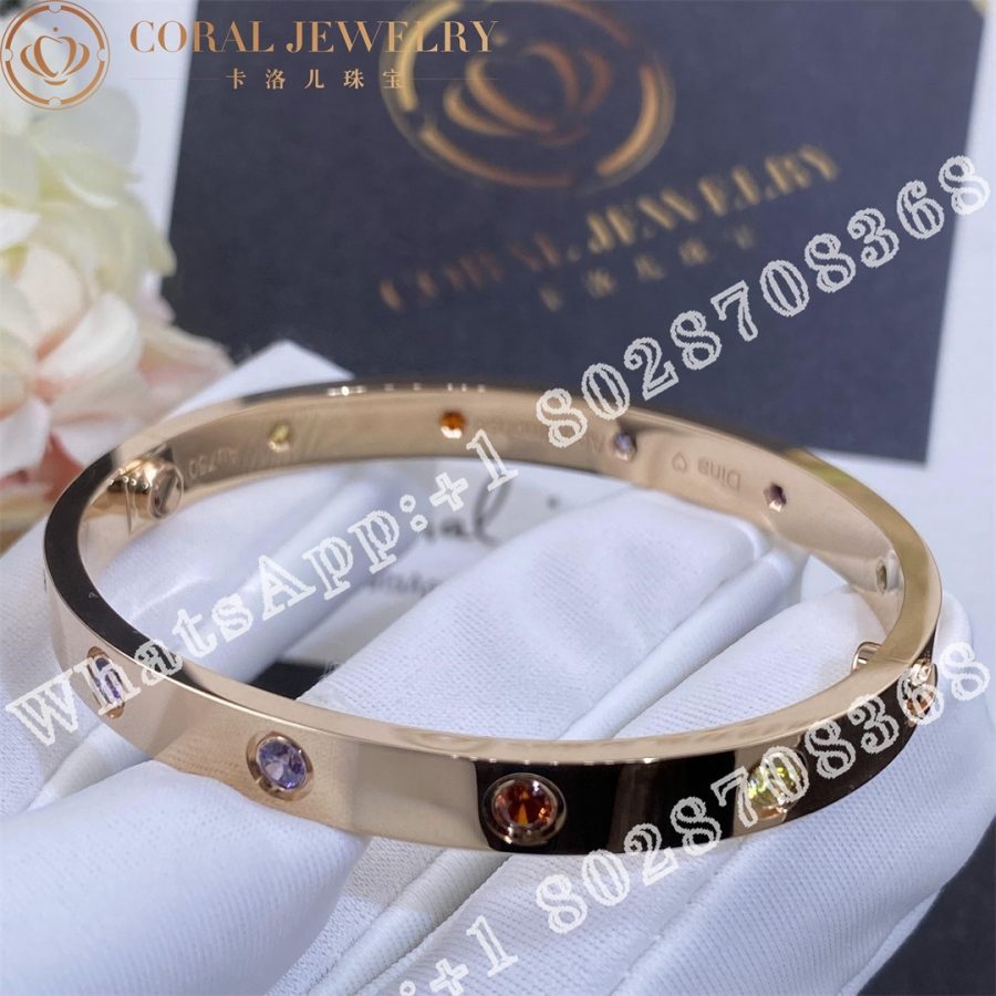 Cartier Love Bracelet Multi Gem Rose Gold Ref B6036517 Coral (12)