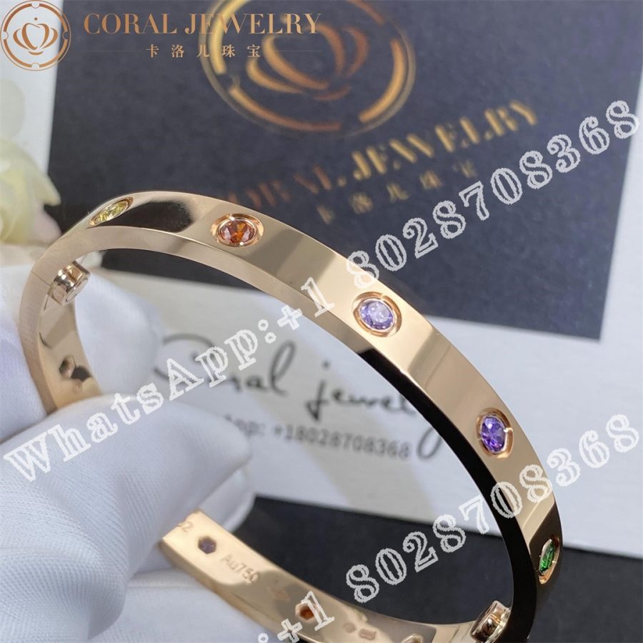 Cartier Love Bracelet Multi Gem Rose Gold Ref B6036517 Coral (4)