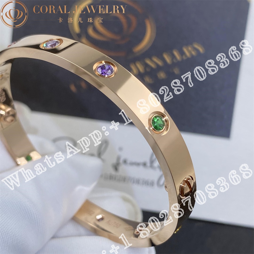 Cartier Love Bracelet Multi Gem Rose Gold Ref B6036517 Coral (6)