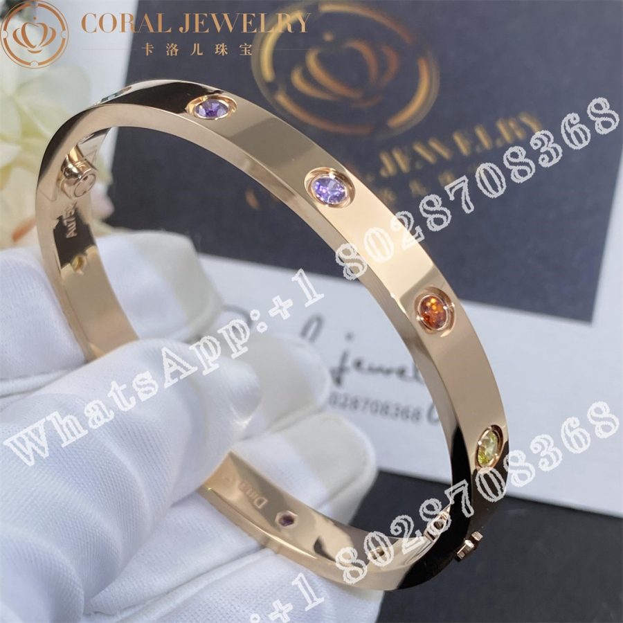 Cartier Love Bracelet Multi Gem Rose Gold Ref B6036517 Coral (9)