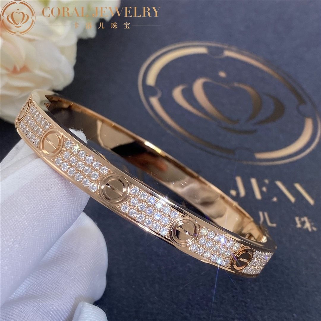 Cartier Love Bracelet Rose Gold Pave Diamond N6036917