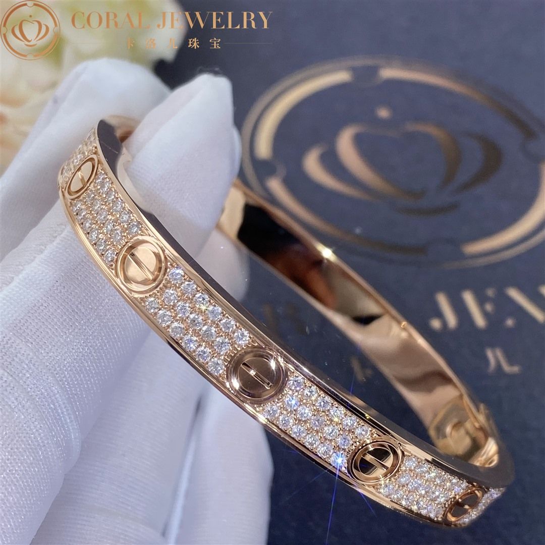 Cartier Love Bracelet Rose Gold Pave Diamond N6036917