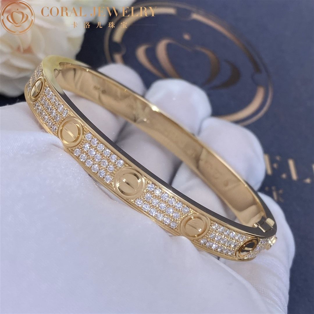 Cartier Love Bracelet Yellow Gold Pave Diamond N6035017