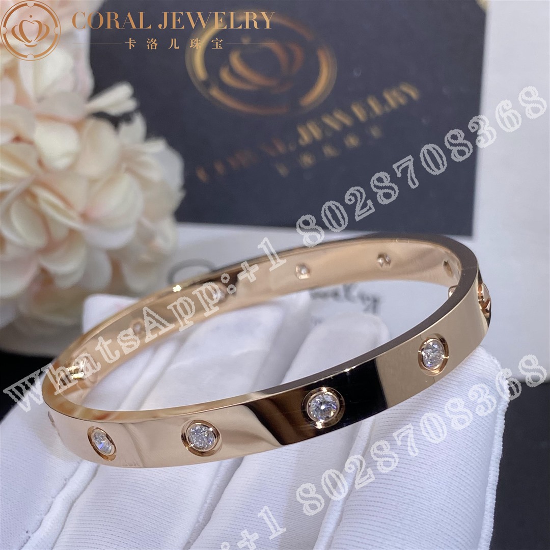 Cartier Love Bracelet 10 Diamonds Rose Gold Ref B6070217 Coral (1)