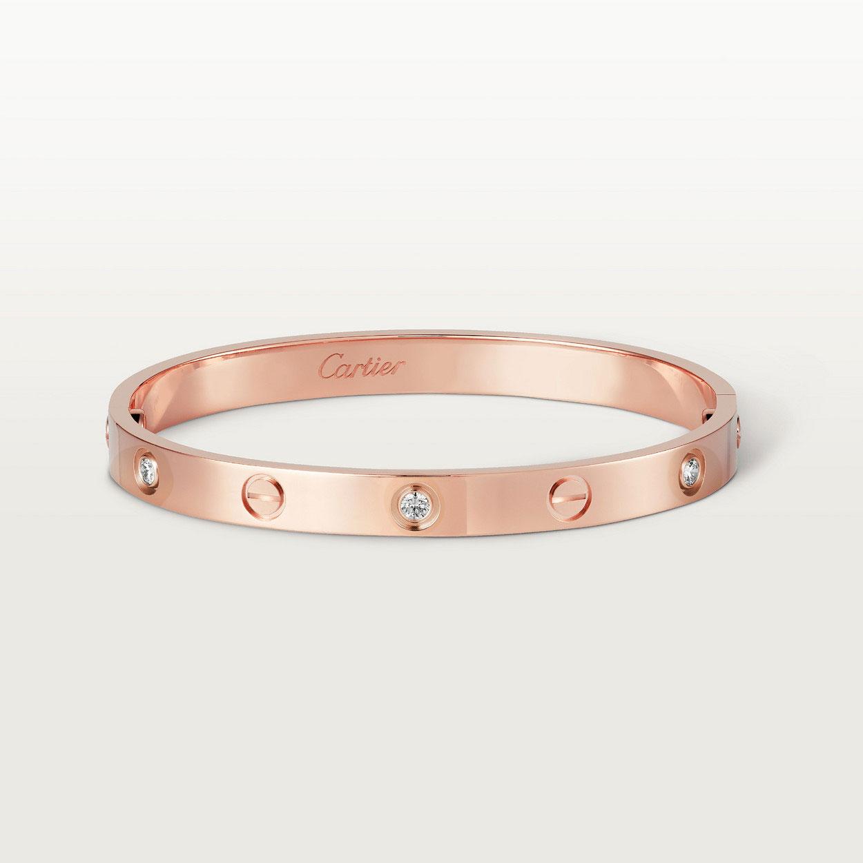 Cartier Love Bracelet, 6 Diamonds Rose Gold Design Models