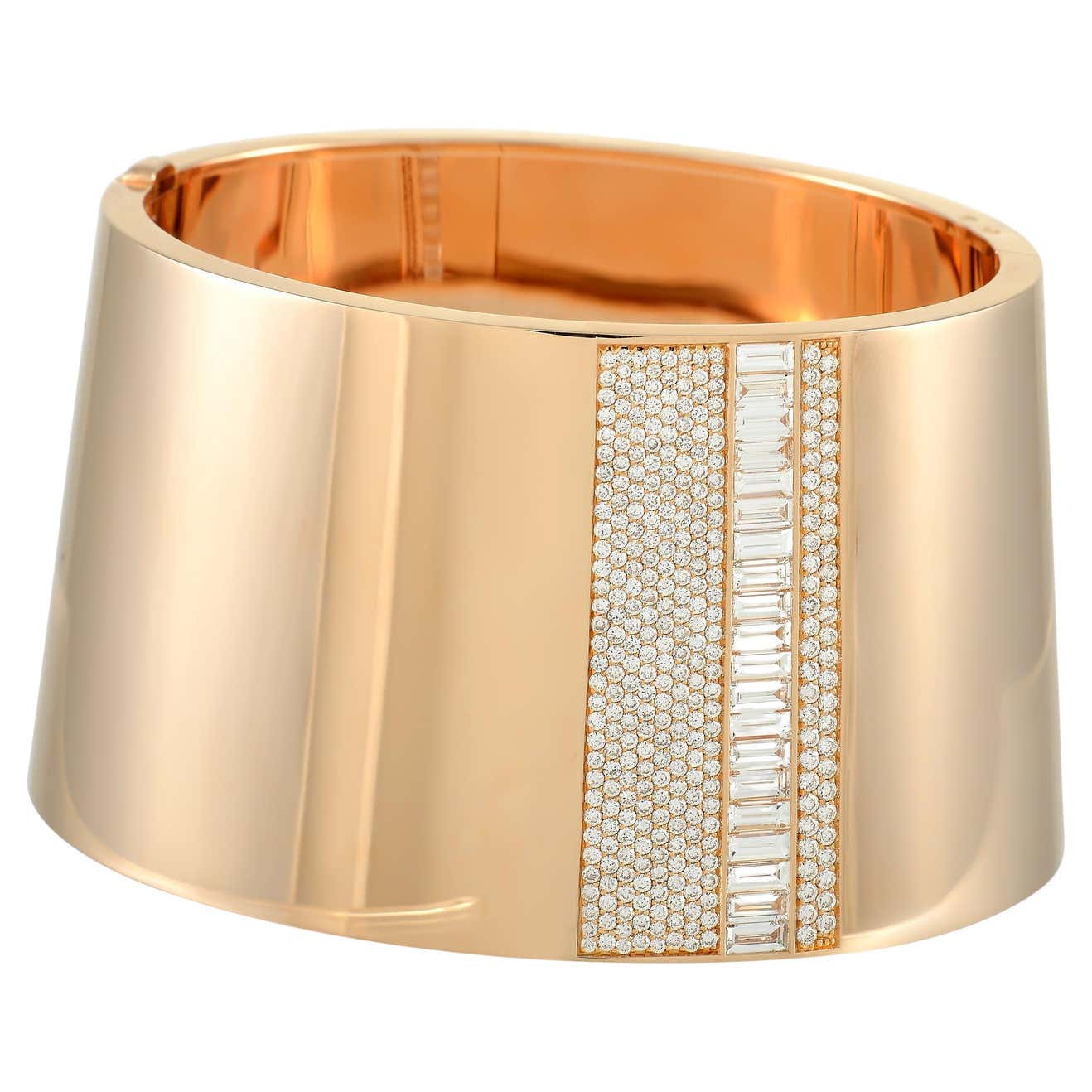 Messika Wide Bangle Bracelet 18K Rose Gold 4.39 Ct Diamond