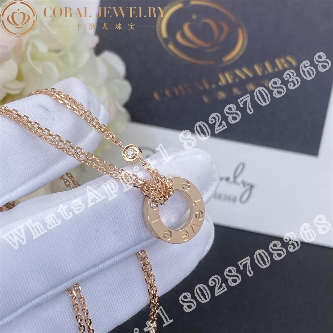 Cartier Love Necklace 2 Diamonds Rose Gold B7224509 Coral (1)