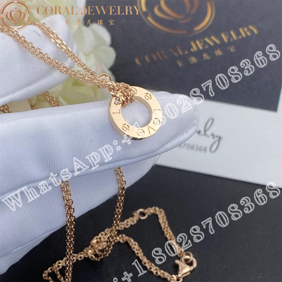 Cartier Love Necklace 2 Diamonds Rose Gold B7224509 Coral (2)