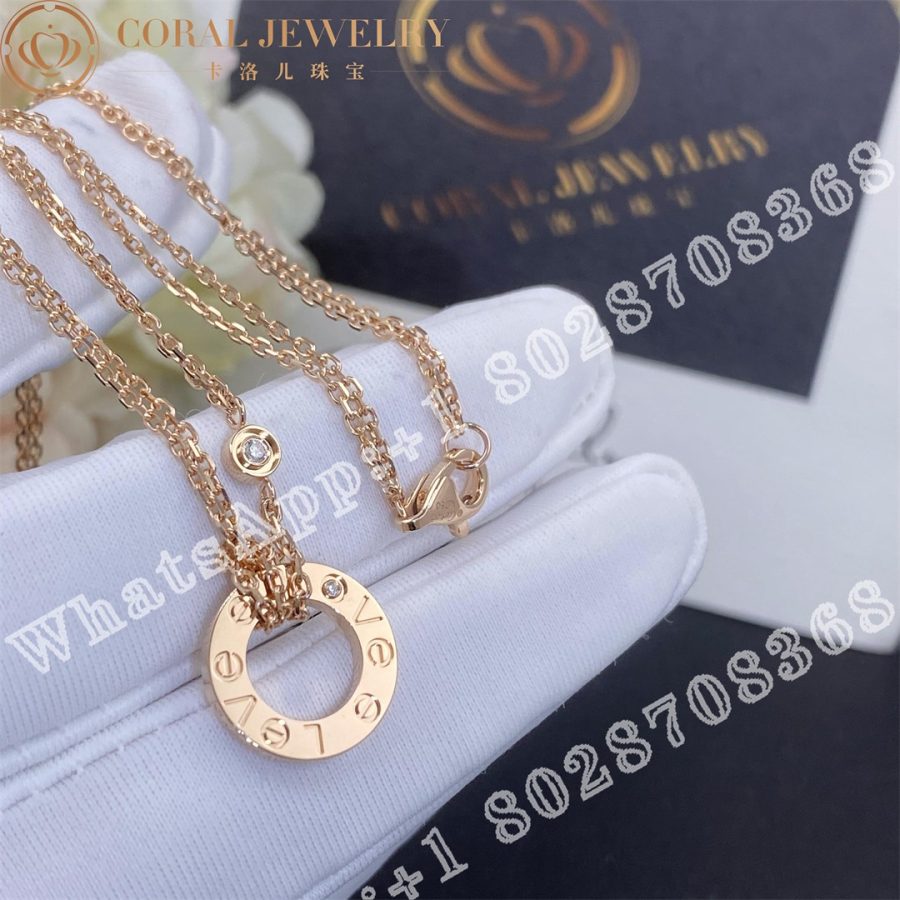 Cartier Love Necklace 2 Diamonds Rose Gold B7224509 Coral (4)