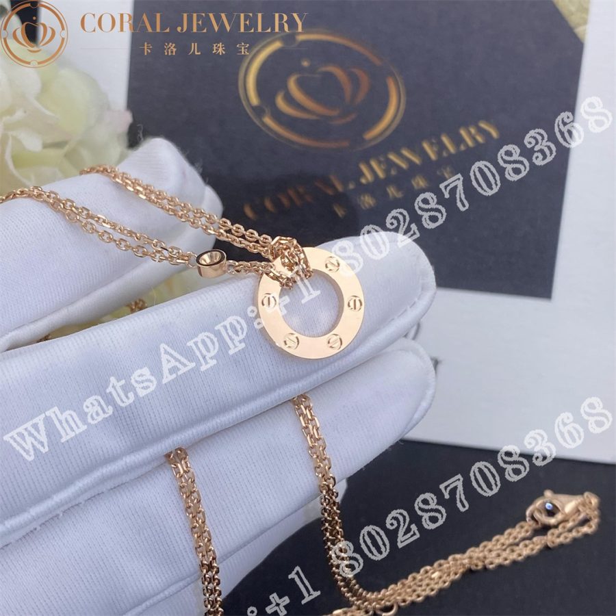 Cartier Love Necklace 2 Diamonds Rose Gold B7224509 Coral (5)