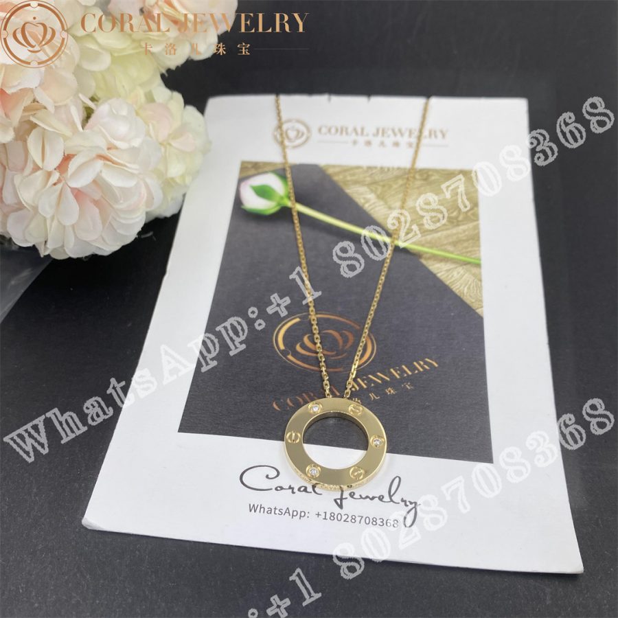 Cartier Love Necklace 3 Diamonds Yellow Gold B7014500 Coral (1)