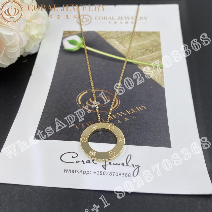 Cartier Love Necklace 3 Diamonds Yellow Gold B7014500 Coral (2)