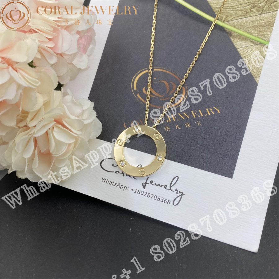 Cartier Love Necklace 3 Diamonds Yellow Gold B7014500 Coral (5)