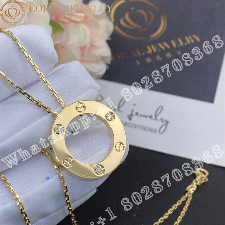 Cartier Love Necklace 3 Diamonds Yellow Gold B7014500 Coral (9)